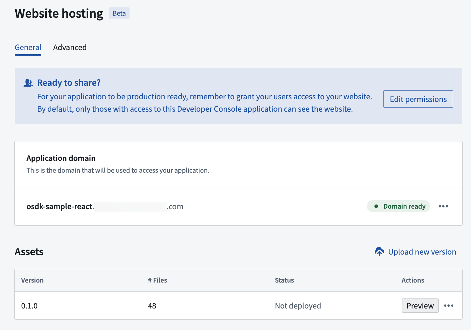 Preview asset version.