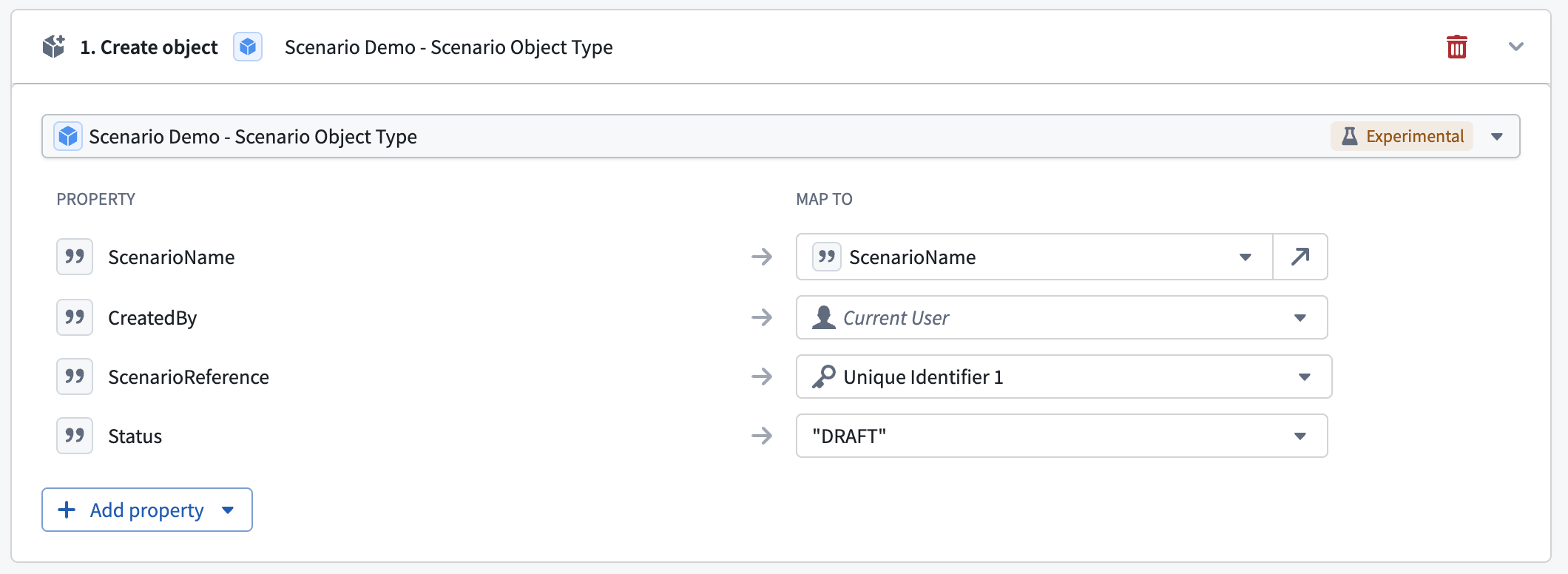 Set action rules for the create object action in Ontology Manager.