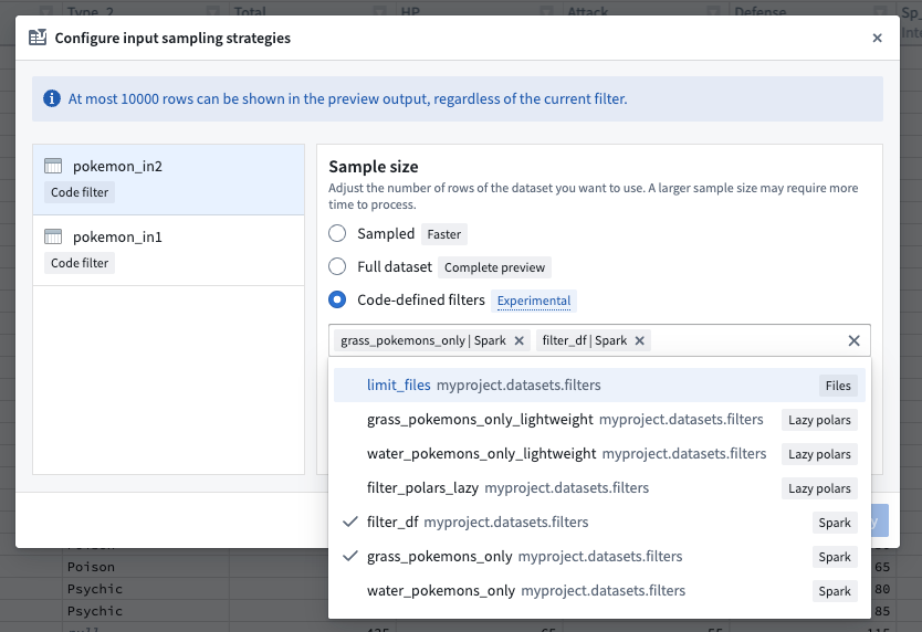 Configure code-defined input filtering.