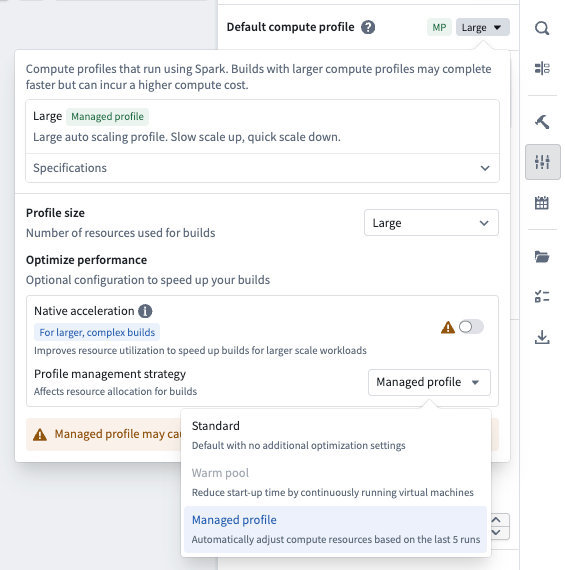 Screenshot of the "Managed profile" option in the dropdown menu.