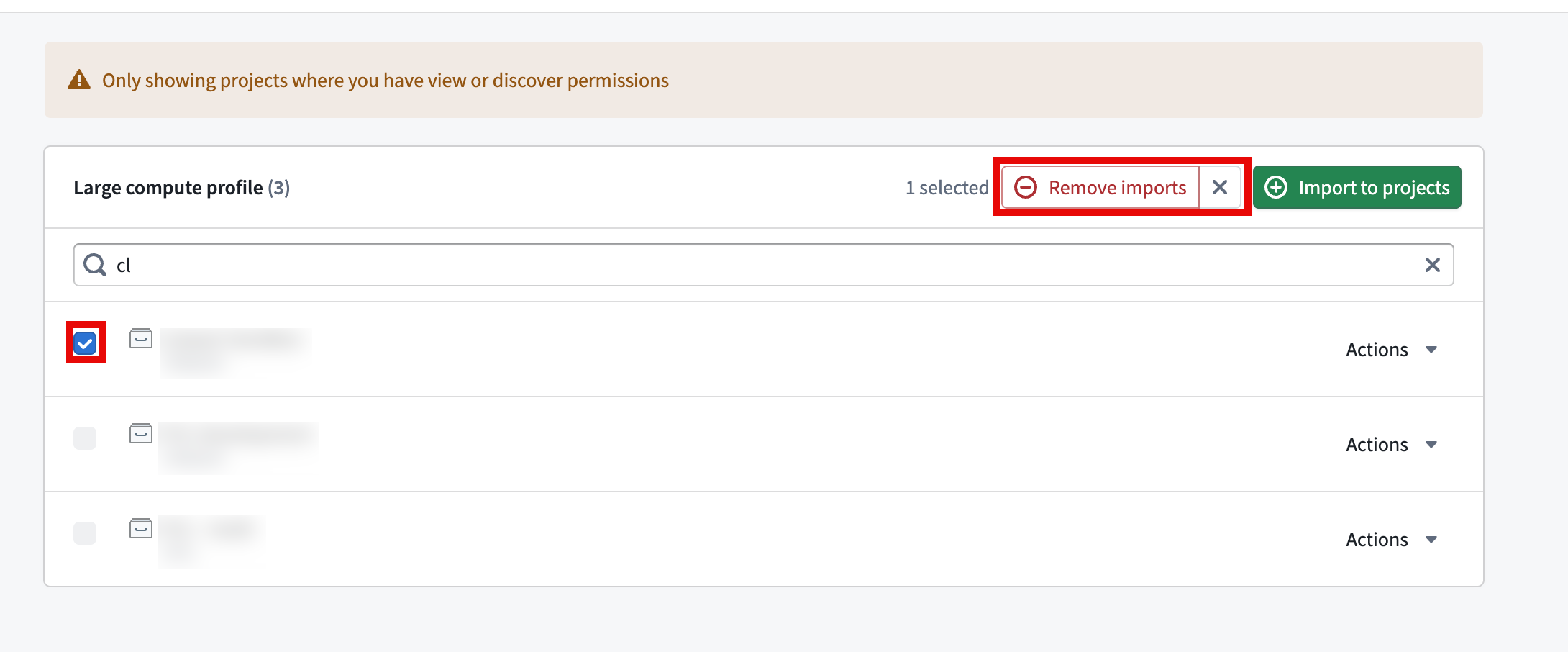 Remove profile from multiple projects.