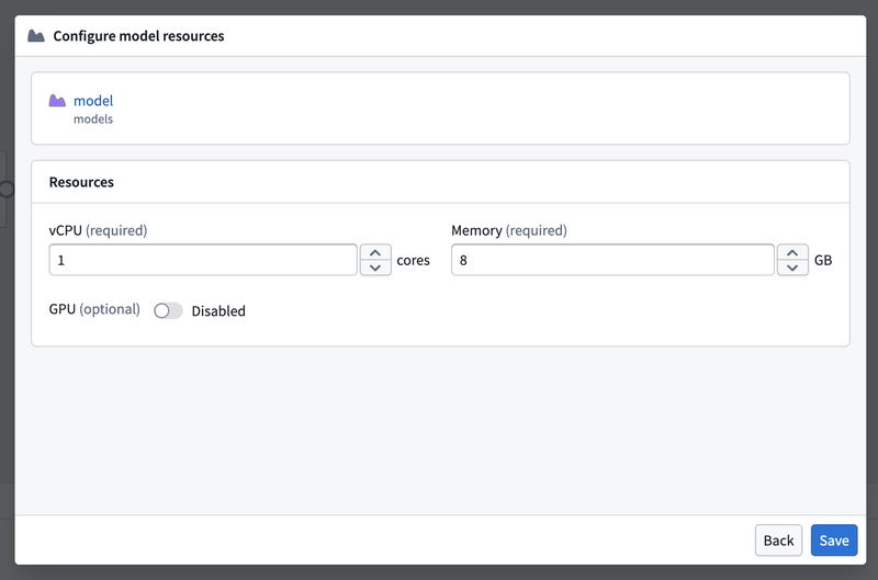 Model resource configuration.