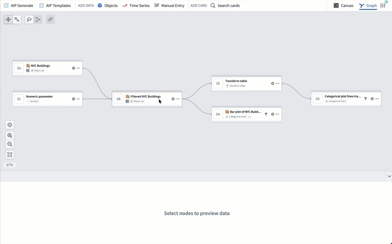 The preview panel displayed below the graph with a pinned preview.