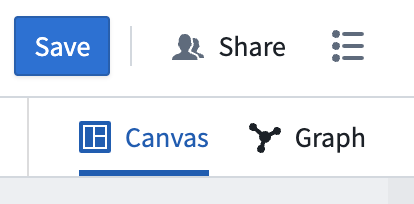 View mode options including graph and canvas; canvas is selected.