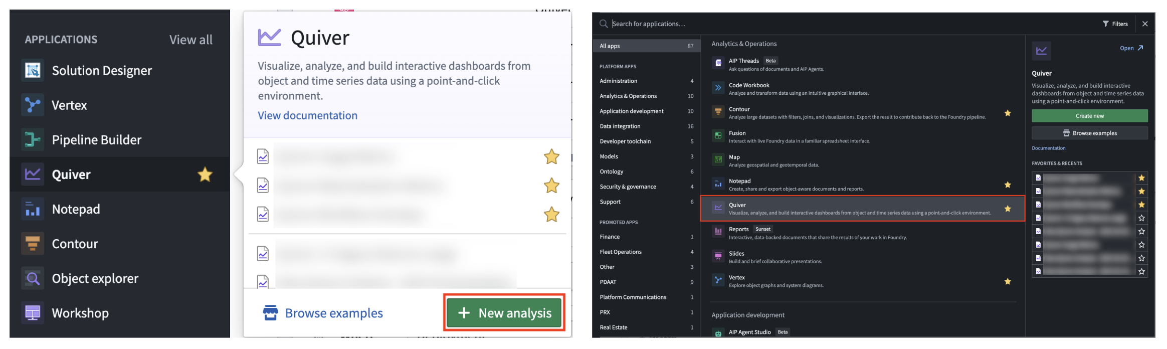 Create Quiver analysis from Foundry navigation bar.