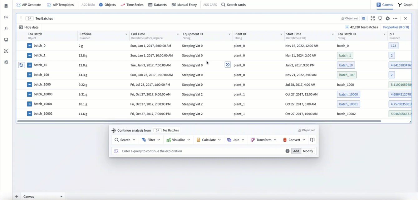 Use the switch to linked object set card to perform a search around.