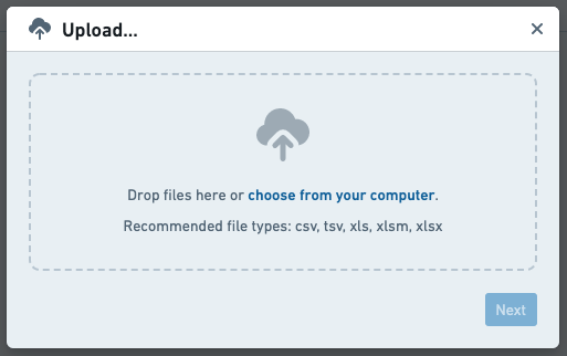 Upload dialog
