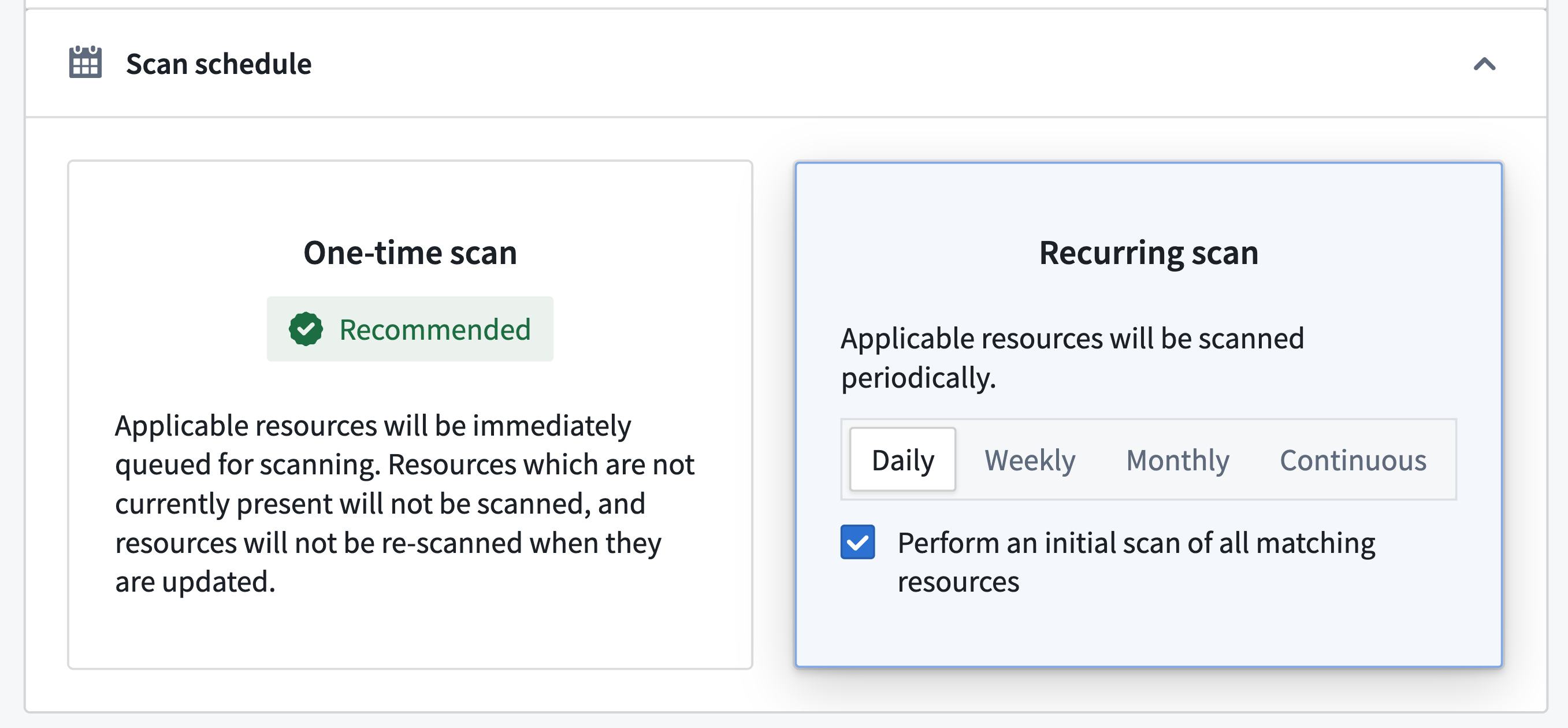 The "Scan Schedule" Section.