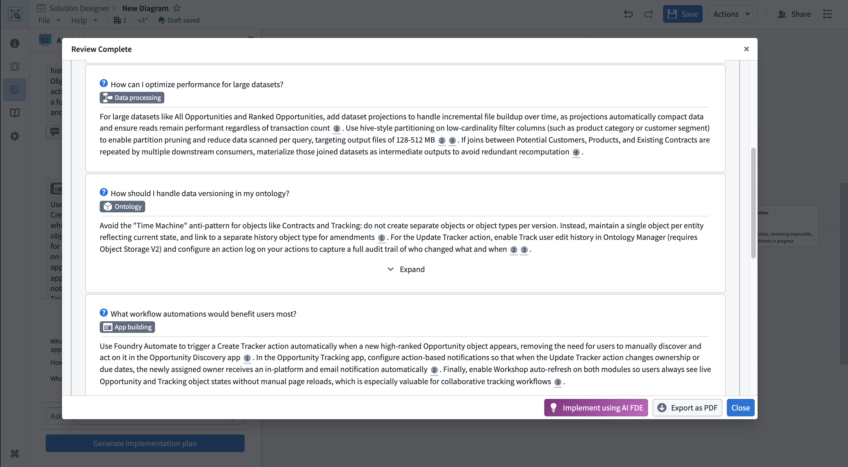 Implementation plan dialog generated by AIP Critic.