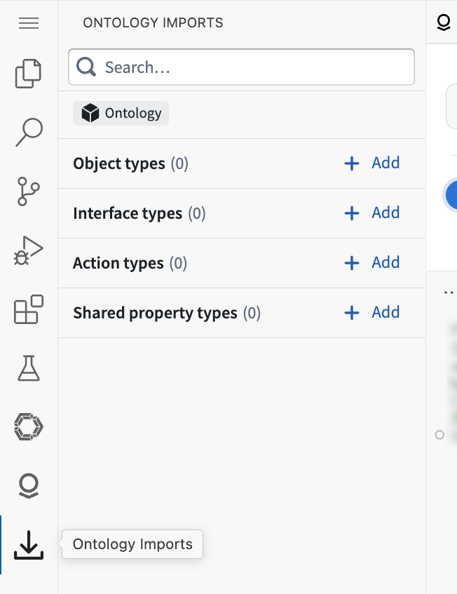 The Import sidebar in the Palantir extension for Visual Studio Code.