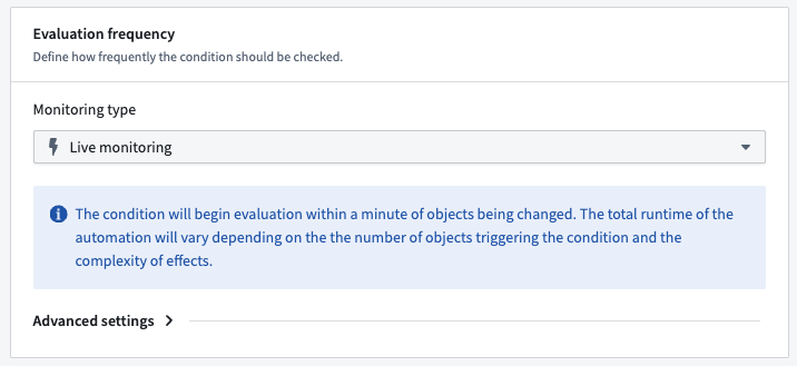 The "Modify Evaluation Frequency" section in Automate.