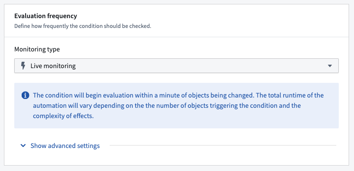 Automateの "Modify Evaluation Frequency" セクション。