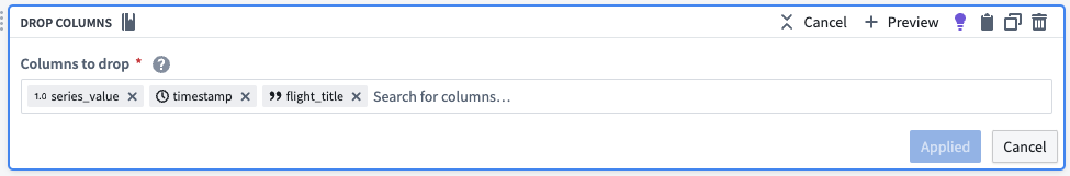 Drop timestamp and series value columns