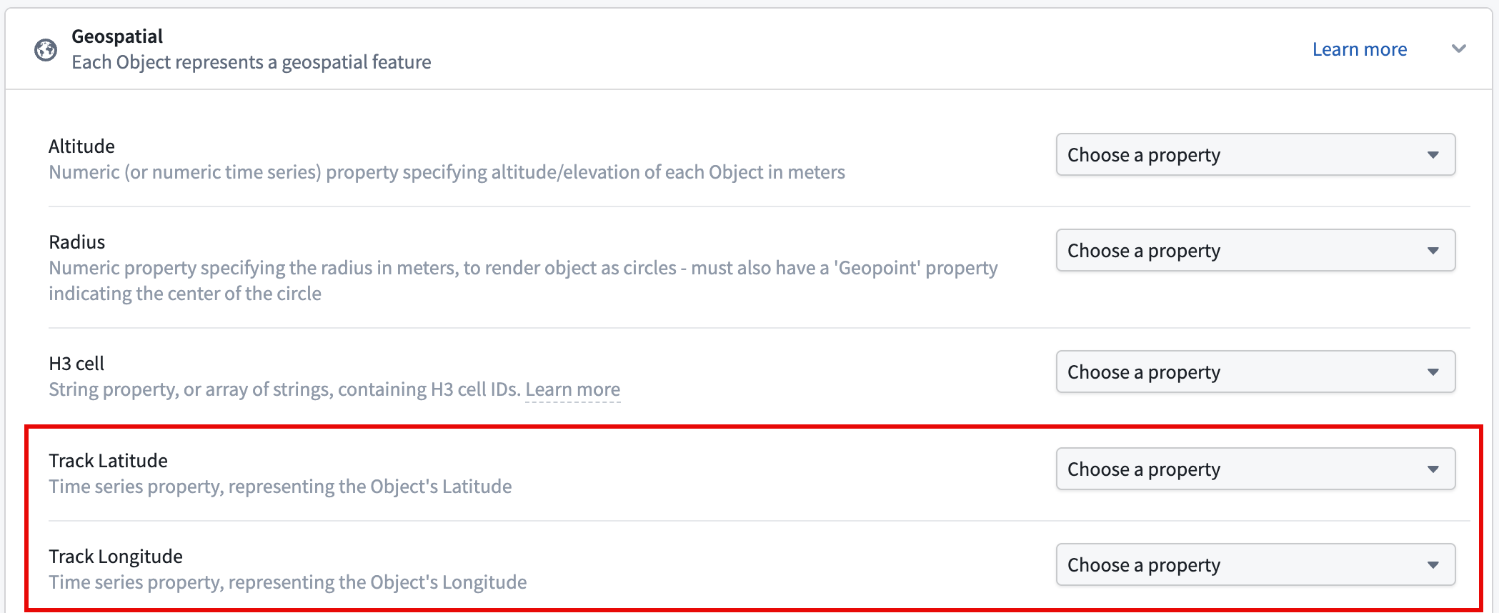The Geospatial section of the Capabilities panel is displayed.