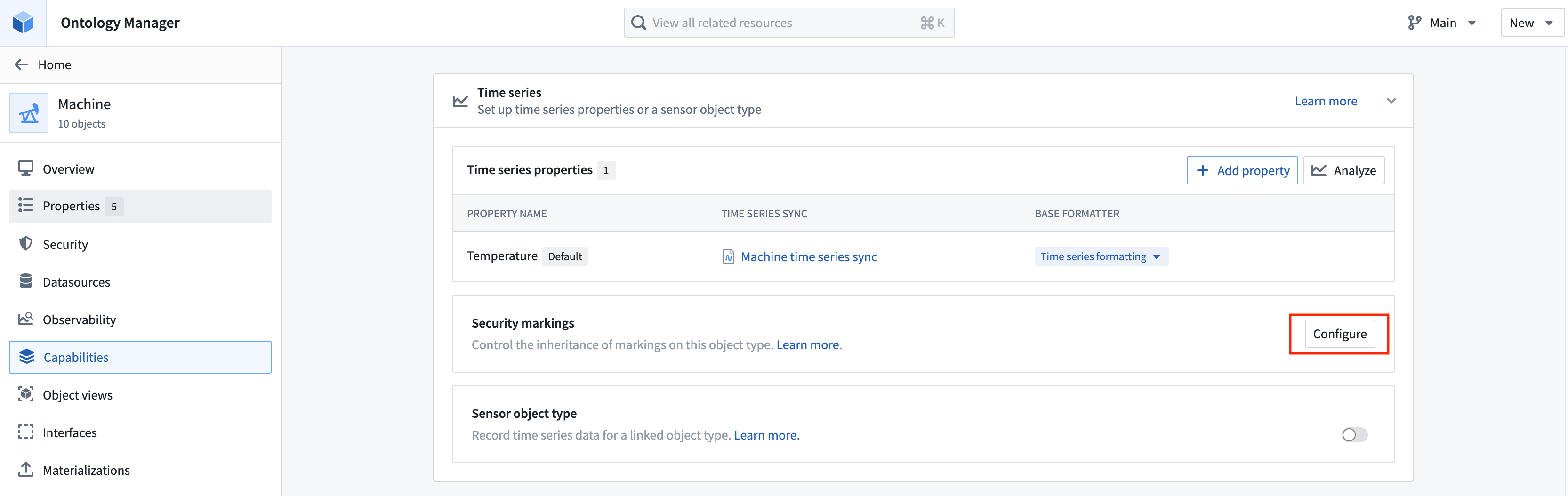 Manage markings for time series.