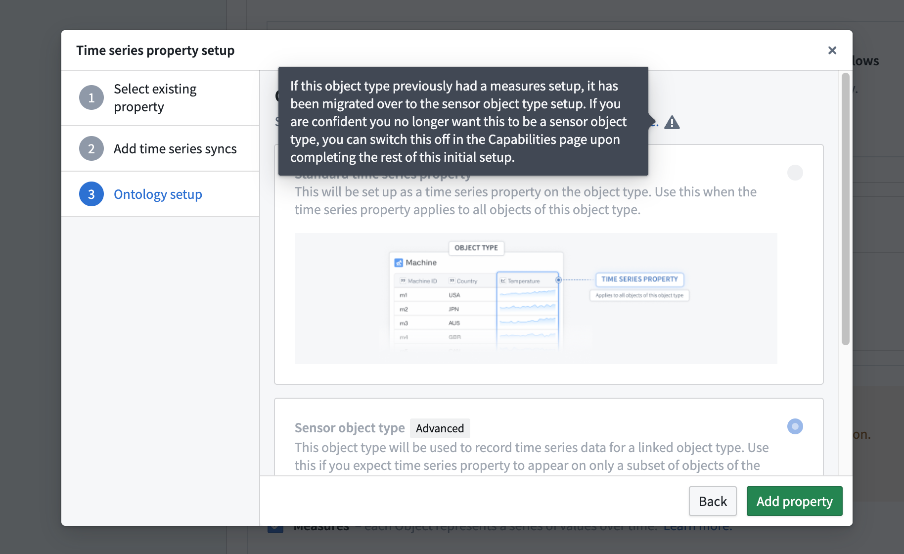 Measures migration step 1 of getting started dialog.