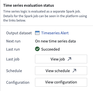 The "Time series evaluation status" settings, with the option to view and edit an evaluation schedule.