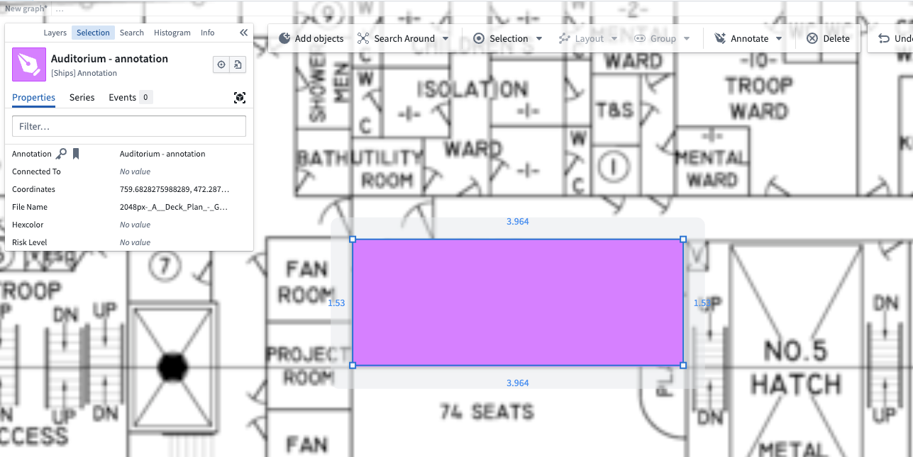 The annotation object in the graph media layer, connected to the image object type.