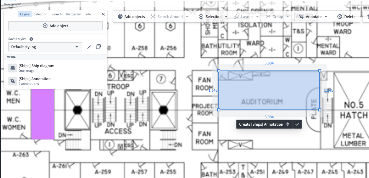 A drawn annotation on the graph media layer.