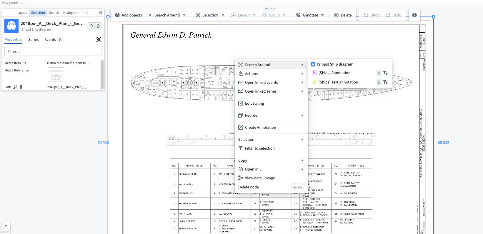 The Search Around feature on a Vertex graph.