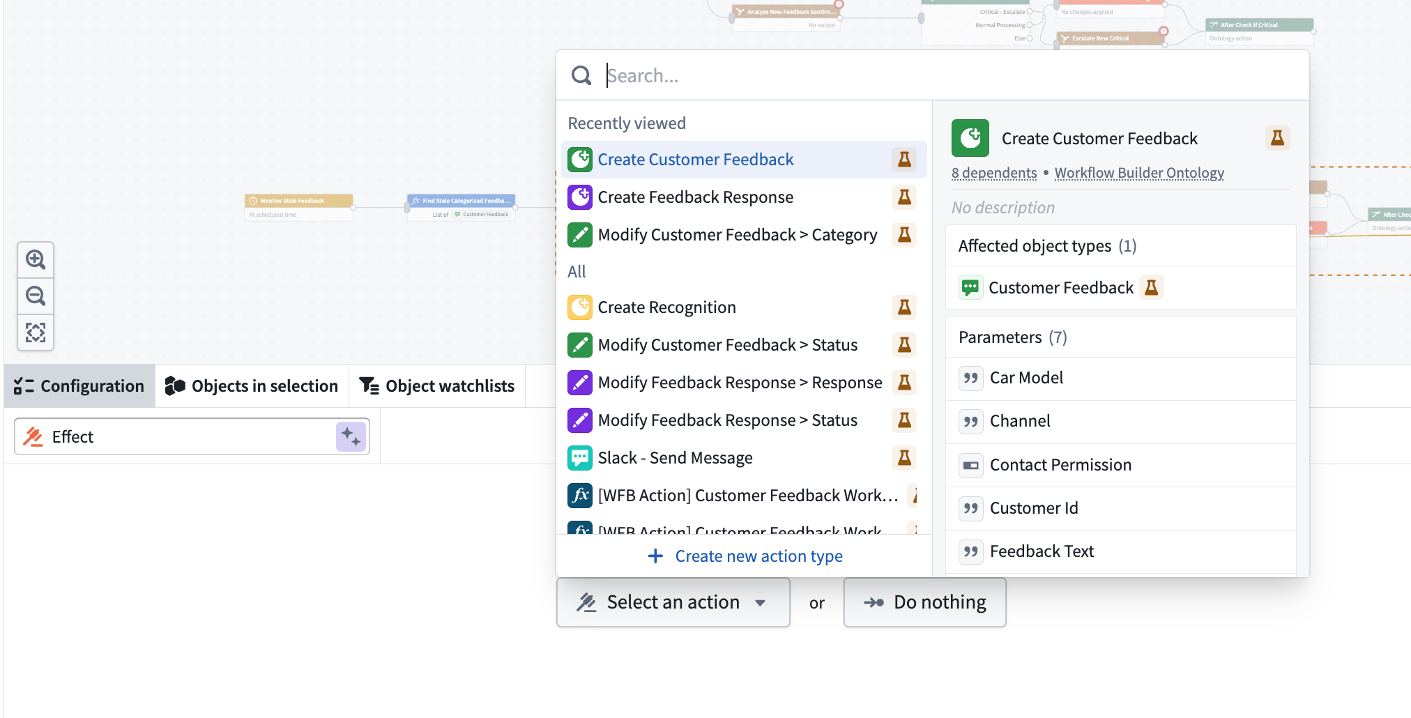 An effect node in Workflow Builder.