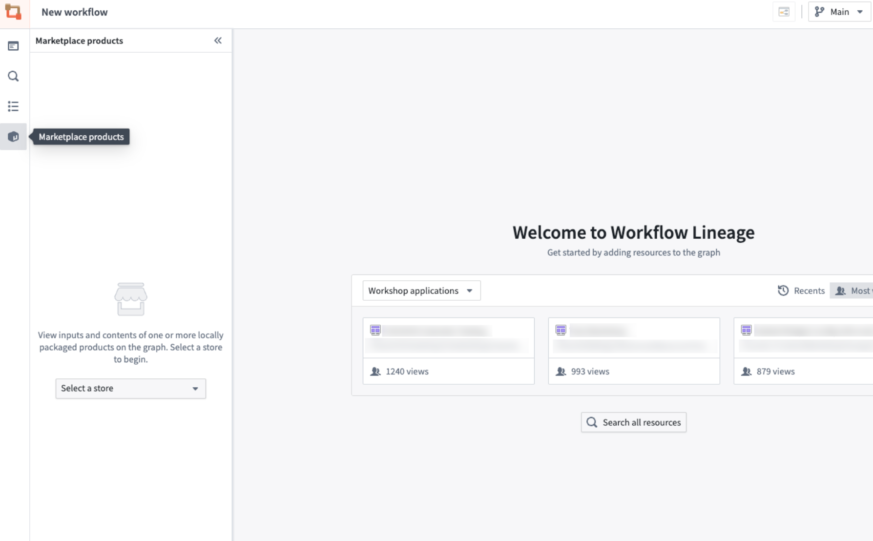 The Marketplace product sidebar in Workflow Lineage.