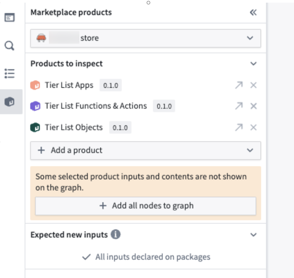 Chosen products from the Marketplace store in the sidebar.