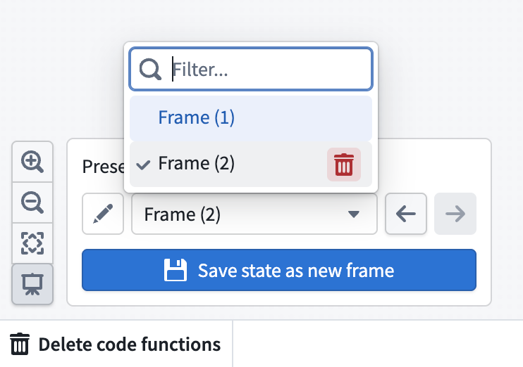 The delete button on a frame