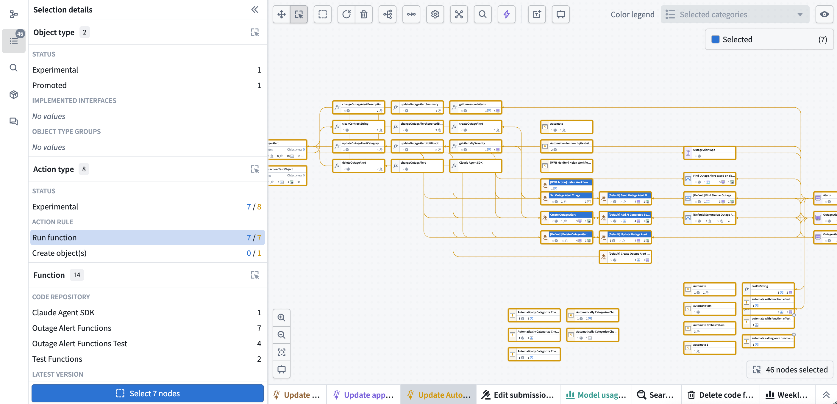 選択した Workflow Lineage ノードのフィルターが表示された選択の詳細パネル。