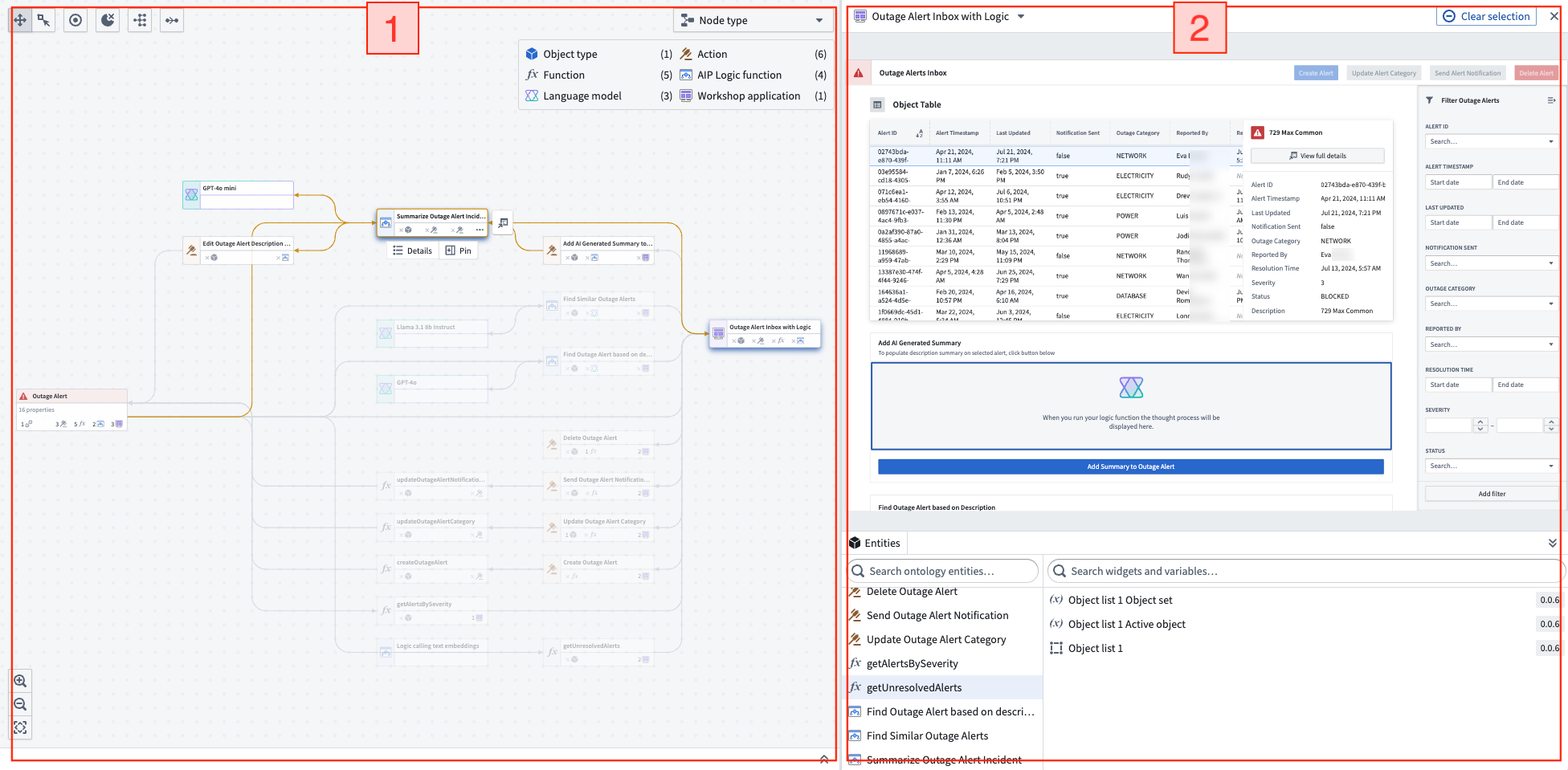 Example Workflow Lineage graph with split screen.