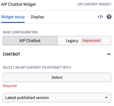 AIP Chatbot configuration empty state.