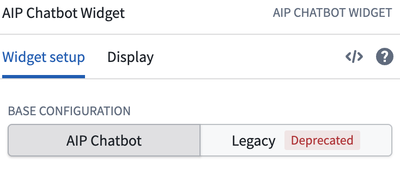 AIP Chatbot Widget base configuration choices.