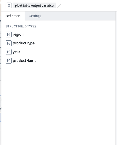 Function-backed pivot table selection.