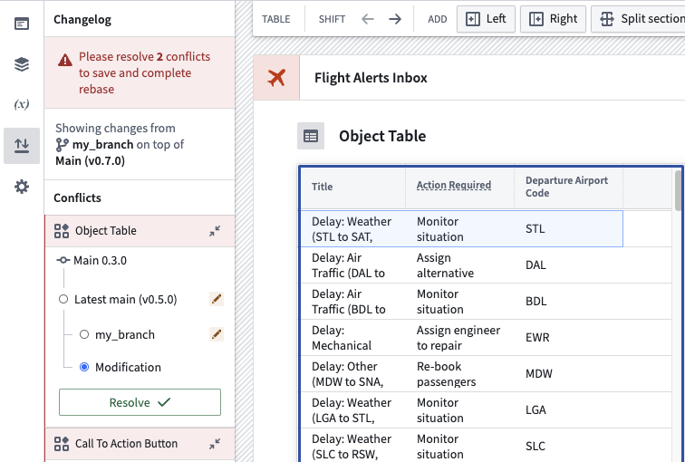 Object table after resolving the rebase, showing both columns.
