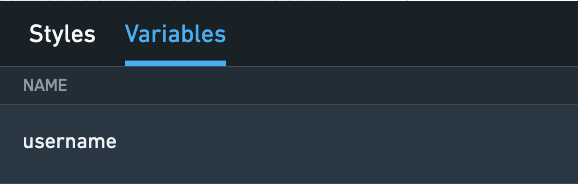 The Variable tab in Slate with username set.