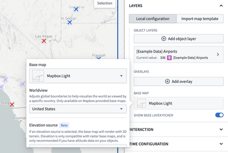 The 'Show base layer picker' toggle below the base map configuration.