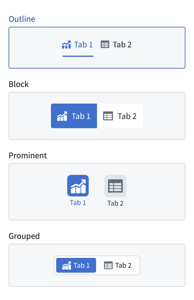 Tabs widget design presets