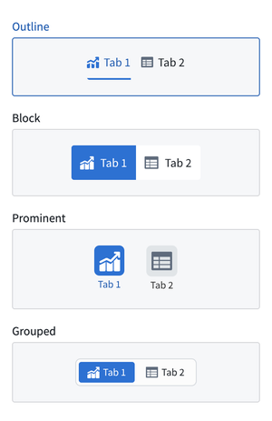 Tabs widget design presets