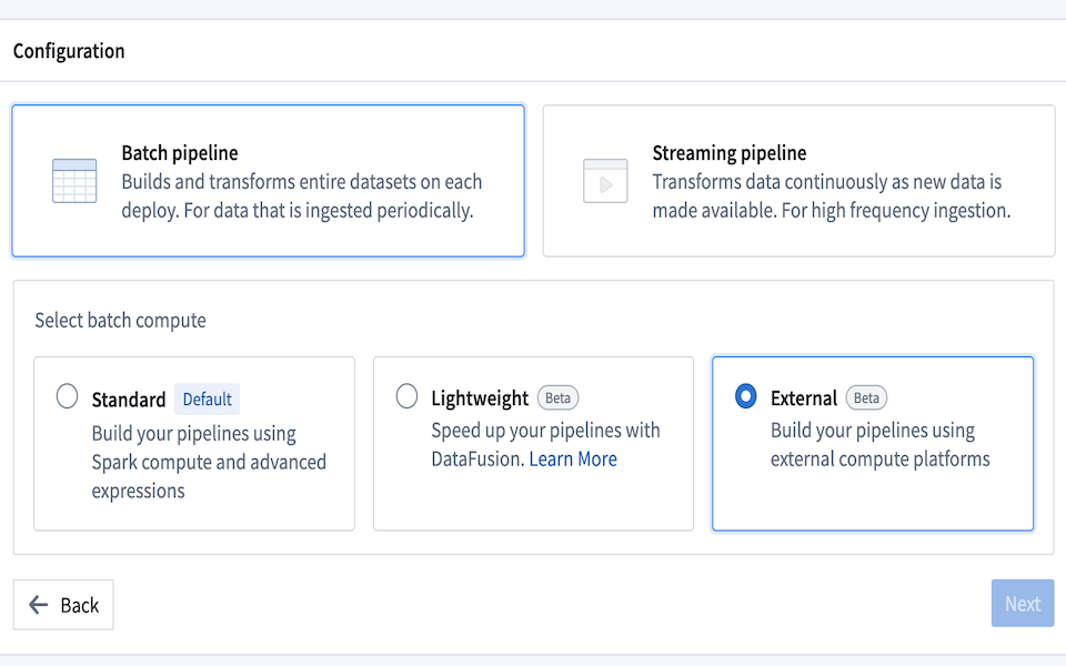 Use Pipeline Builder external pipelines to push down compute to Databricks