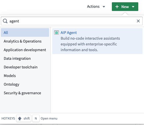 Create new AIP Chatbot window.