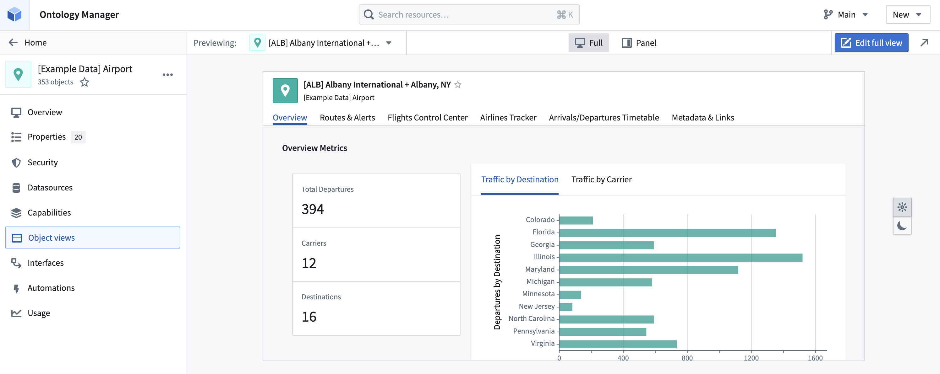 Ontology Manager の Object view タブ。