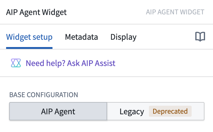 AIP Chatbot Widget base configuration choices
