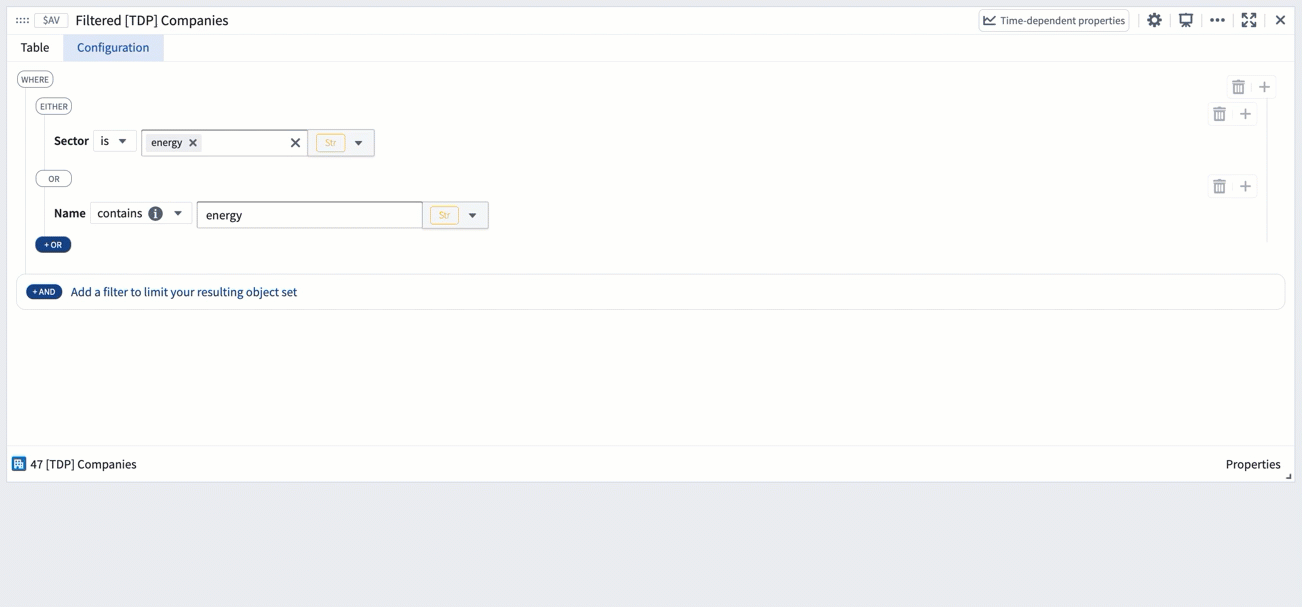 연결된 오브젝트 필터