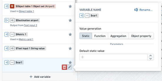 새로 생성된 변수의 이름을 편집합니다.